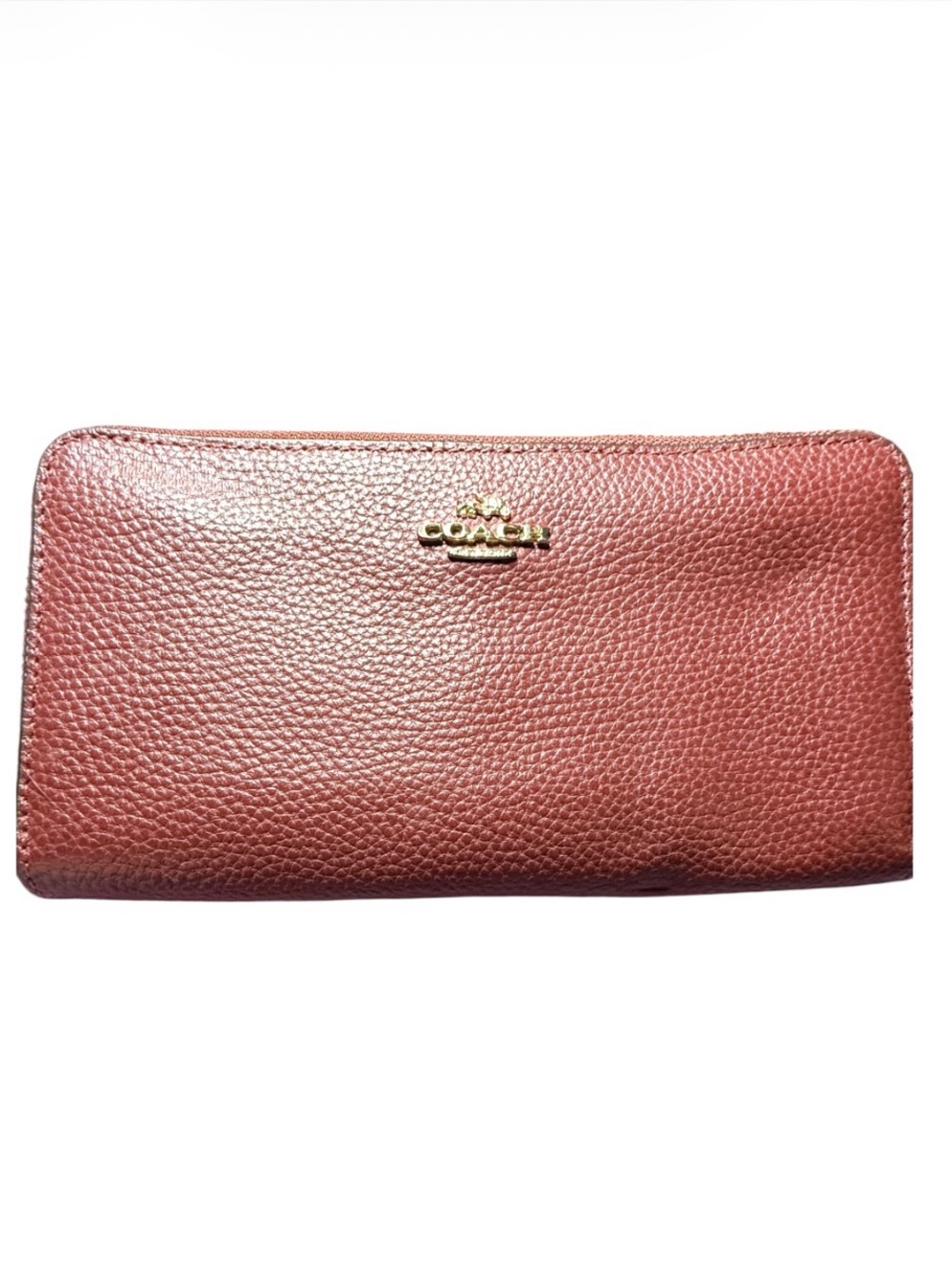 Coach pebbled leather zip around accordion type wallet